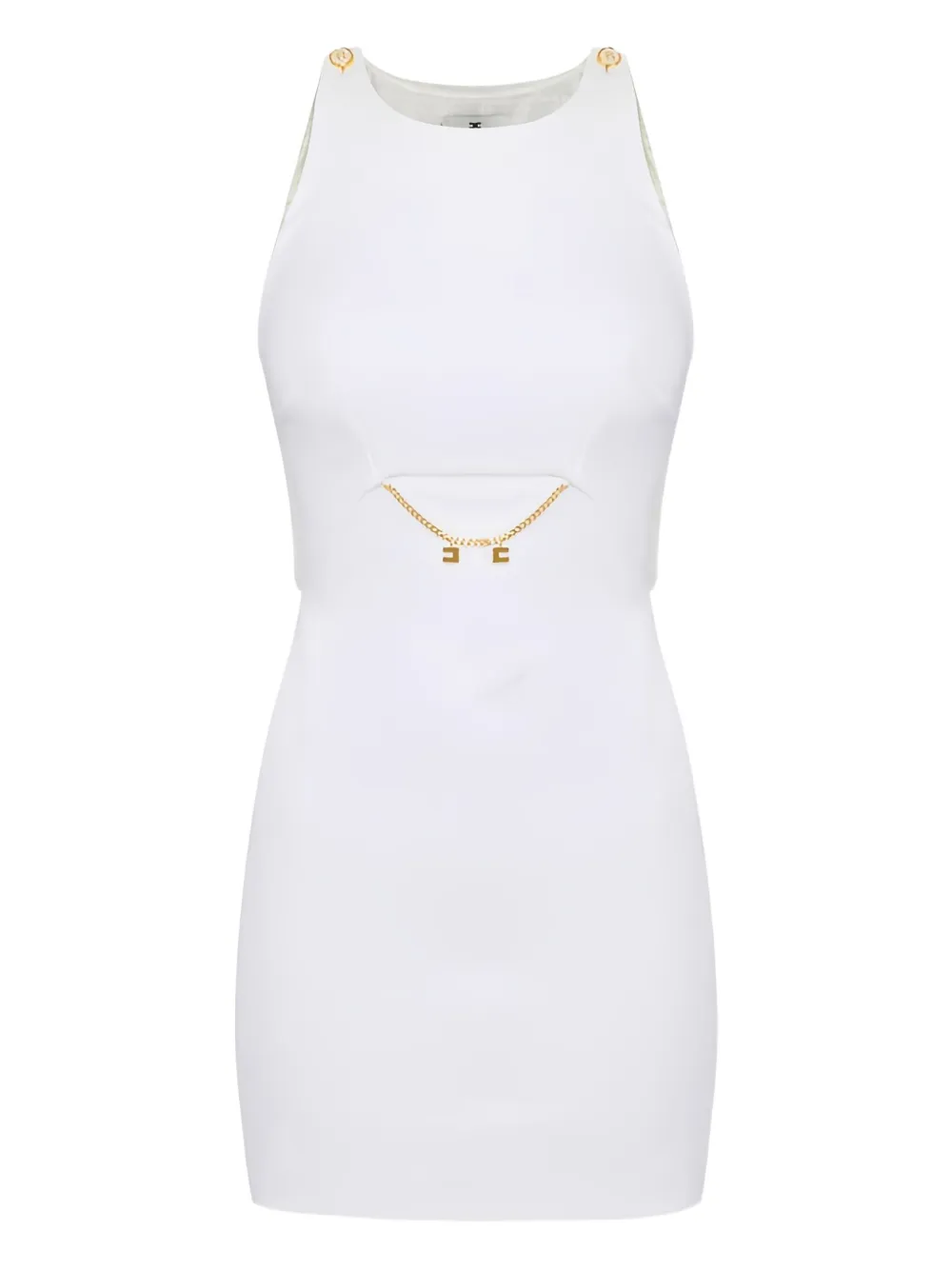 Elisabetta Franchi Enamelled-buttons Dress In White
