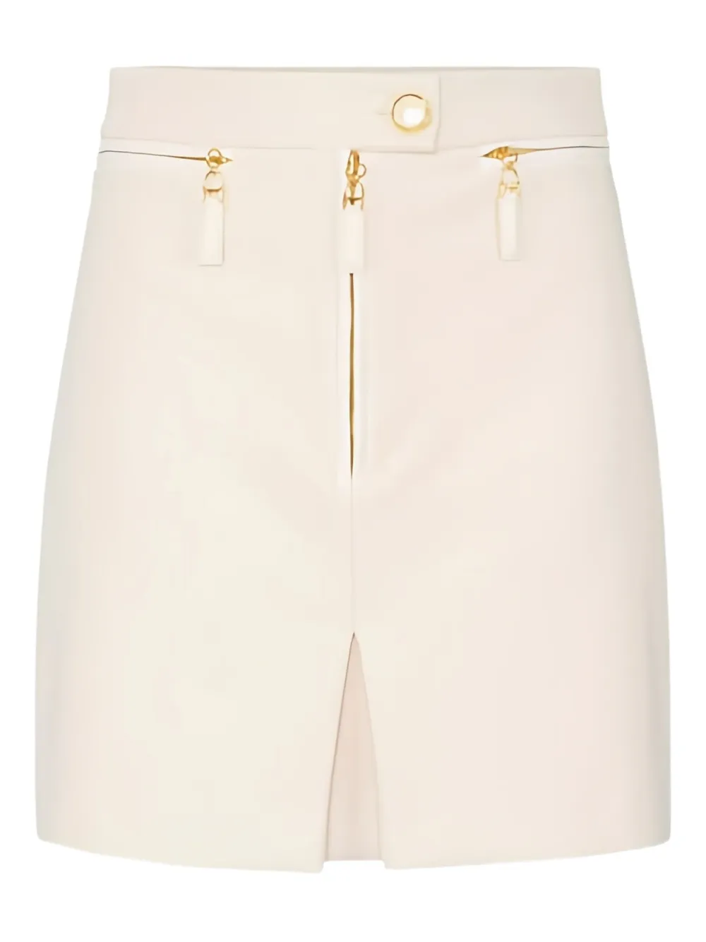 Elisabetta Franchi Zip Mini Skirt In Neutral