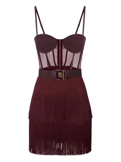 Elisabetta Franchi fringed tulle mini dress