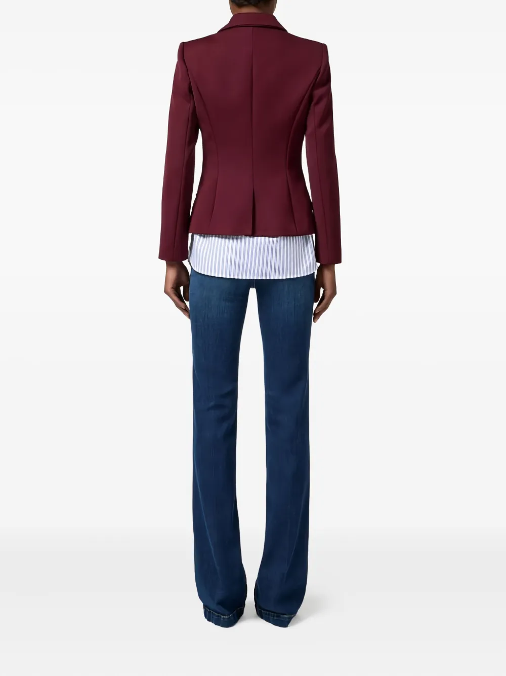 Elisabetta Franchi Double-breasted Enamelled-buttons Blazer In Burgundy