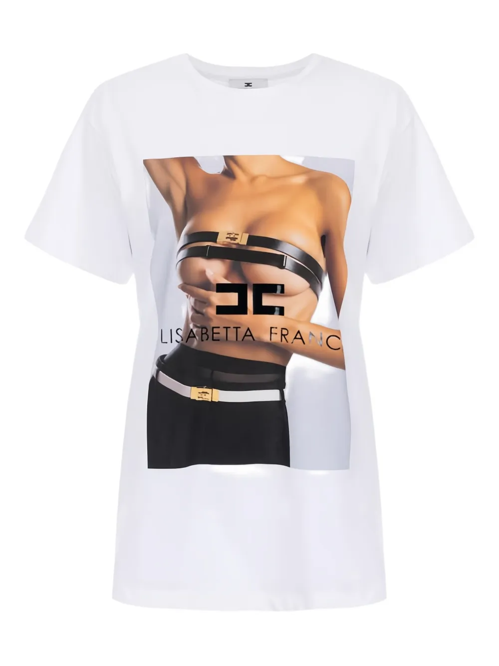 Elisabetta Franchi photographic print logo T-shirt - Bianco