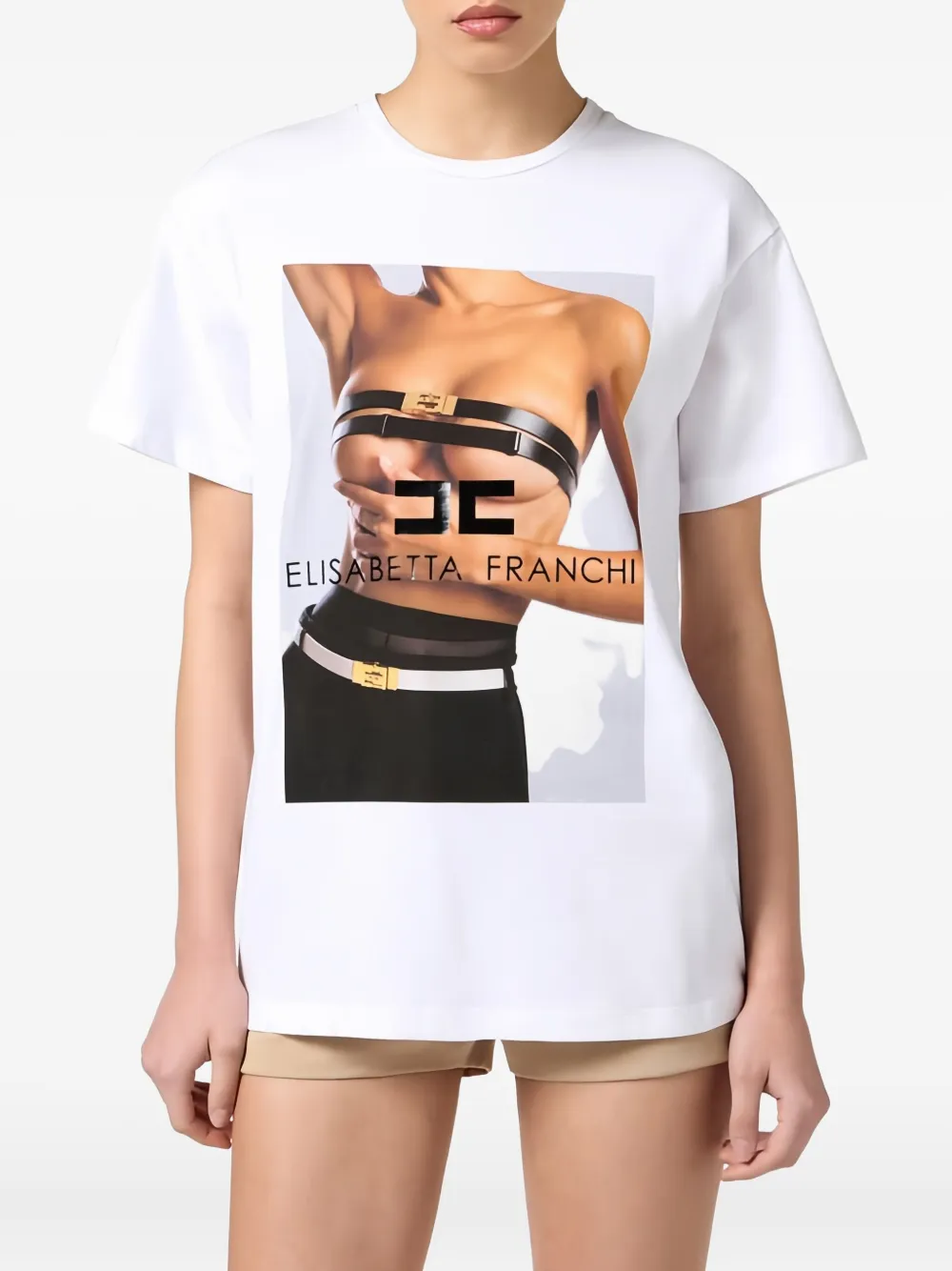 Elisabetta Franchi T-shirt met fotoprint Wit