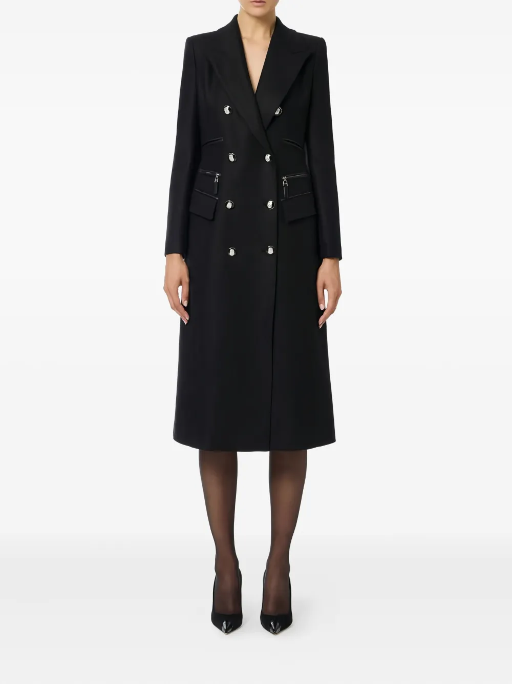 Elisabetta Franchi enamelled button double-breasted coat | Double Breasted & Peacoats | Image 2