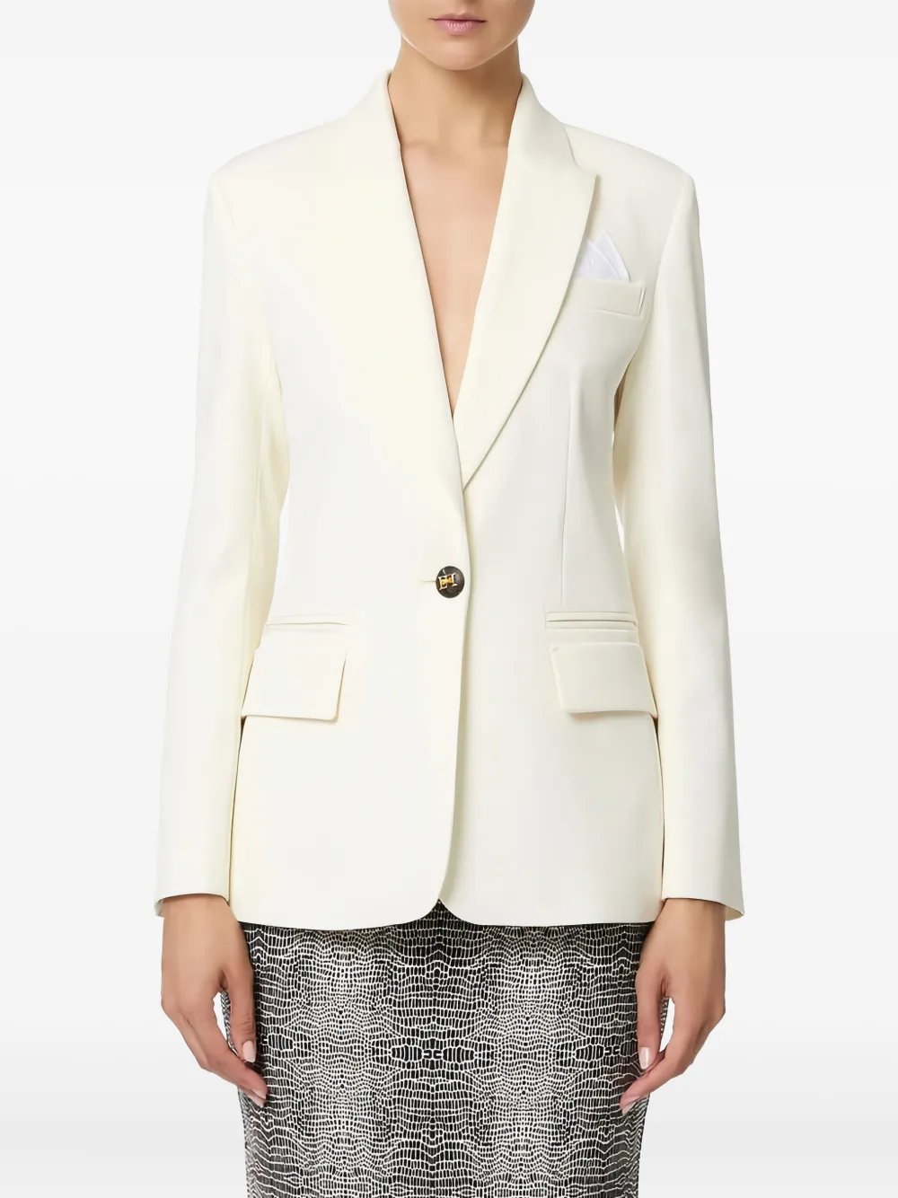 Elisabetta Franchi Pocket Square Single-breasted Blazer In White