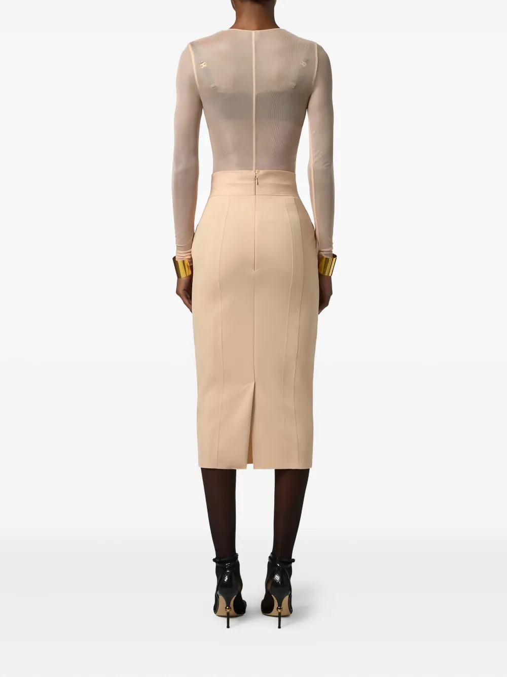 Elisabetta Franchi Rok met logodetail en stiksel Beige