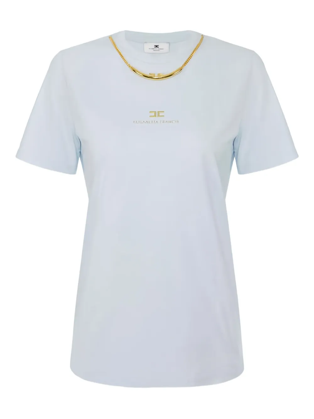 Elisabetta Franchi Necklace Embellishment T-shirt In Blue
