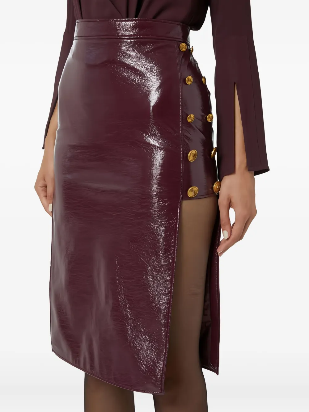 Elisabetta Franchi Midi-rok met knoopdetail Bruin