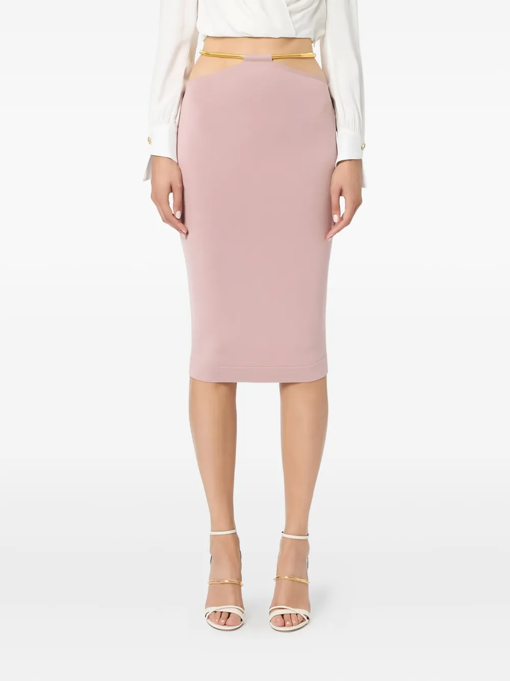 Elisabetta Franchi Rok met uitgesneden slangen ceintuur Roze