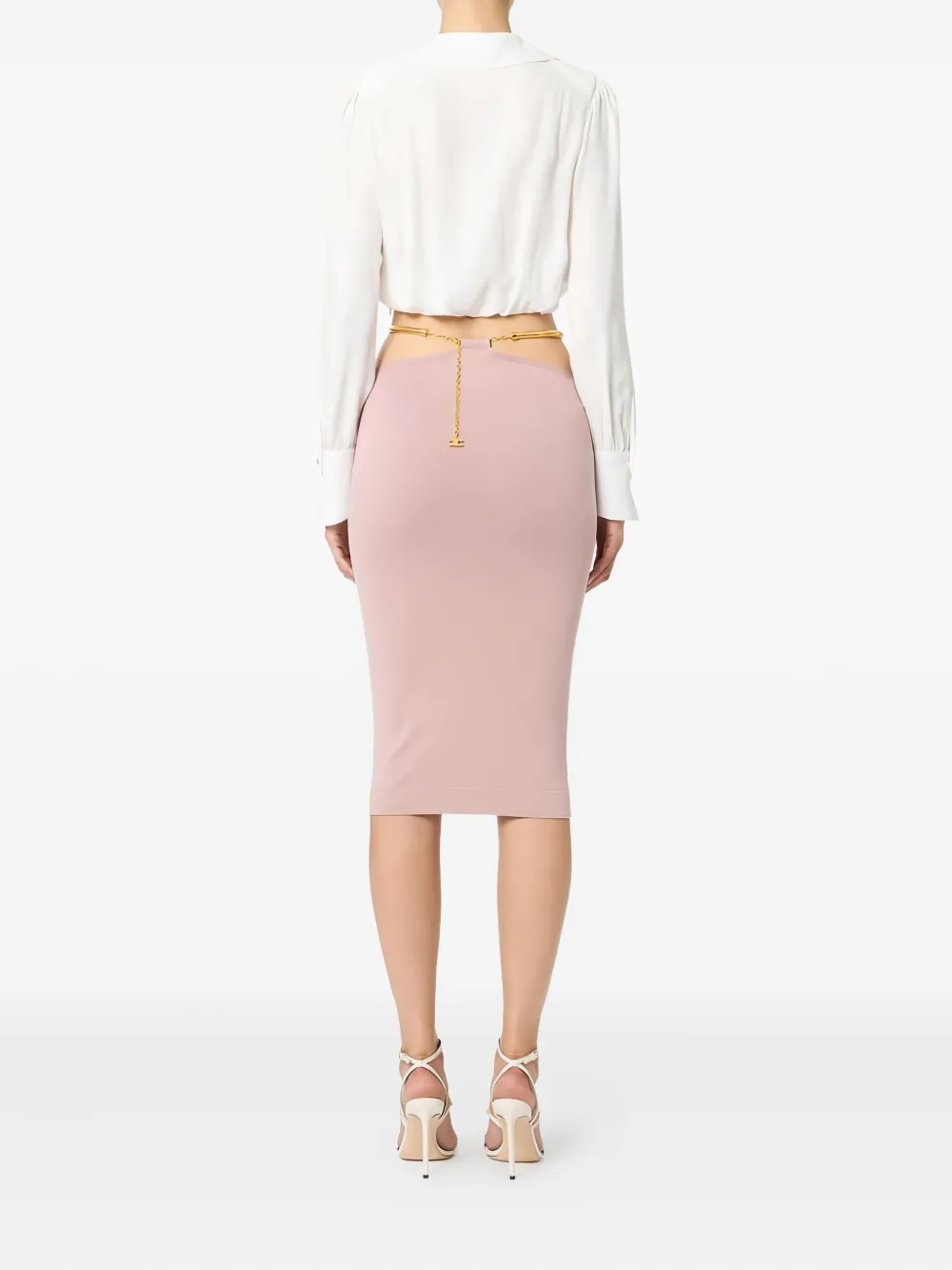 Elisabetta Franchi cut-out snake belt skirt - Roze