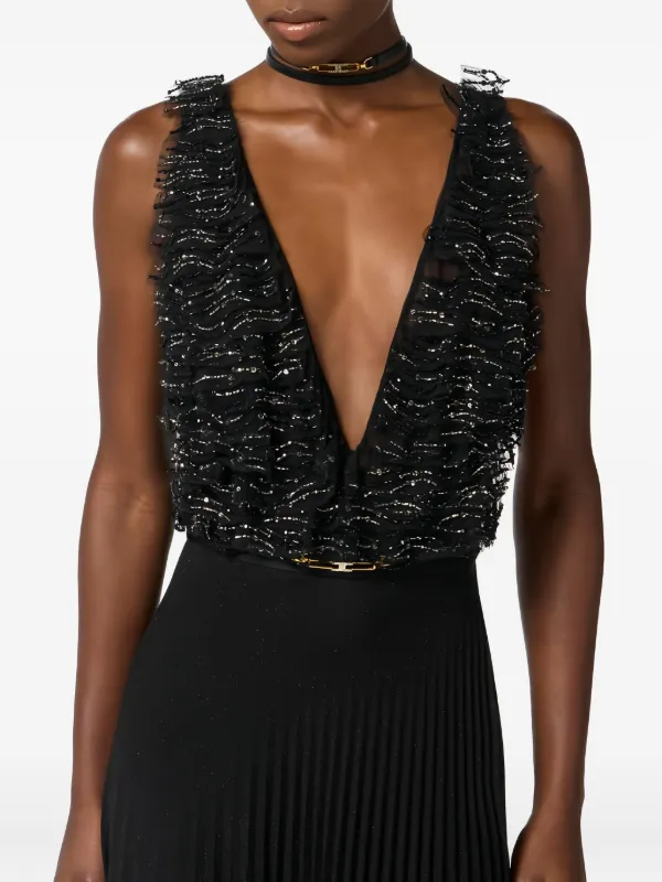 Elisabetta Franchi Pleated Maxi Dress | Black | FARFETCH Elisabetta Franchi Pleated Maxi Dress | Black | FARFETCH