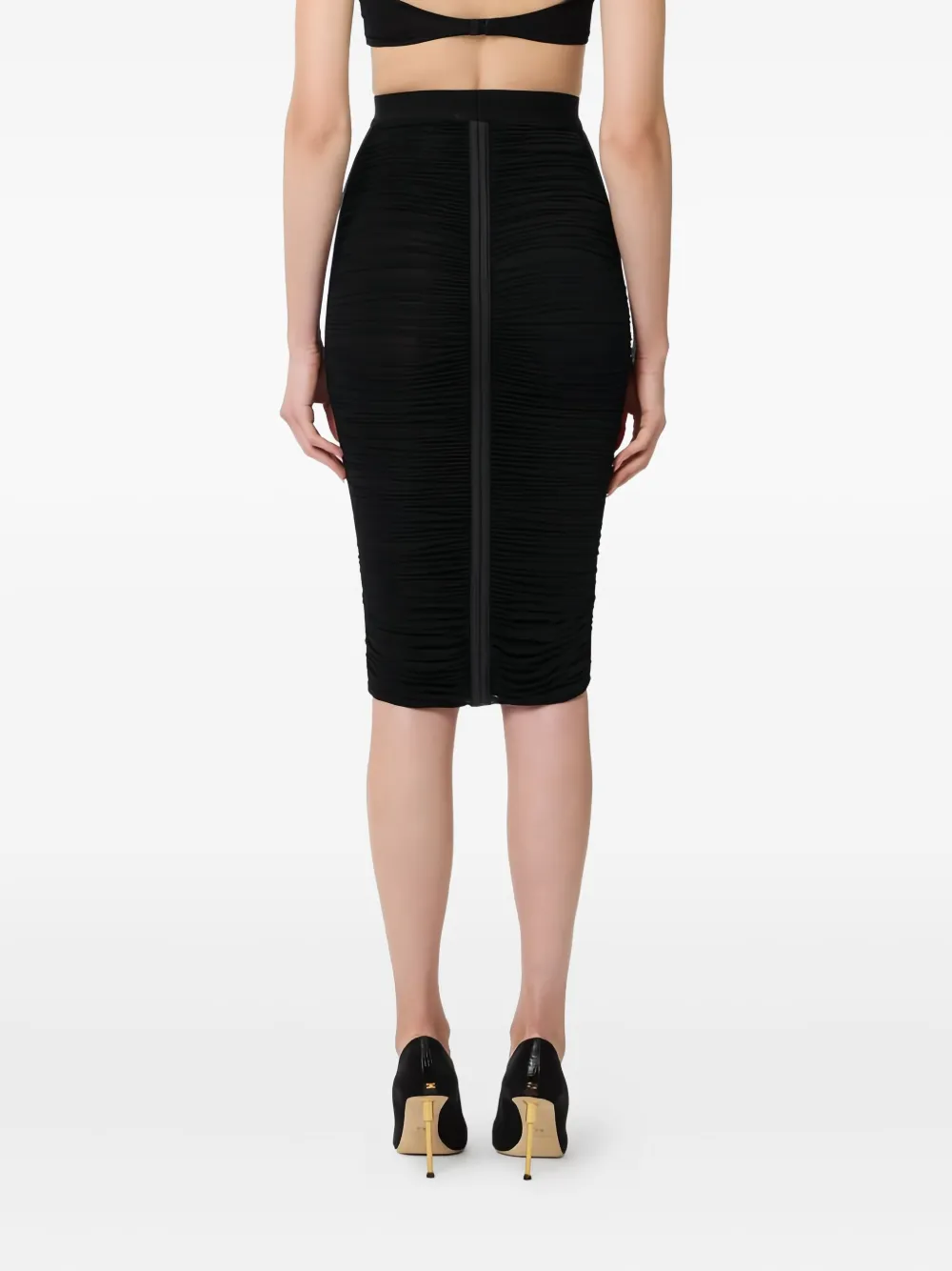 Elisabetta Franchi Elasticated-waistband Midi Skirt In Black