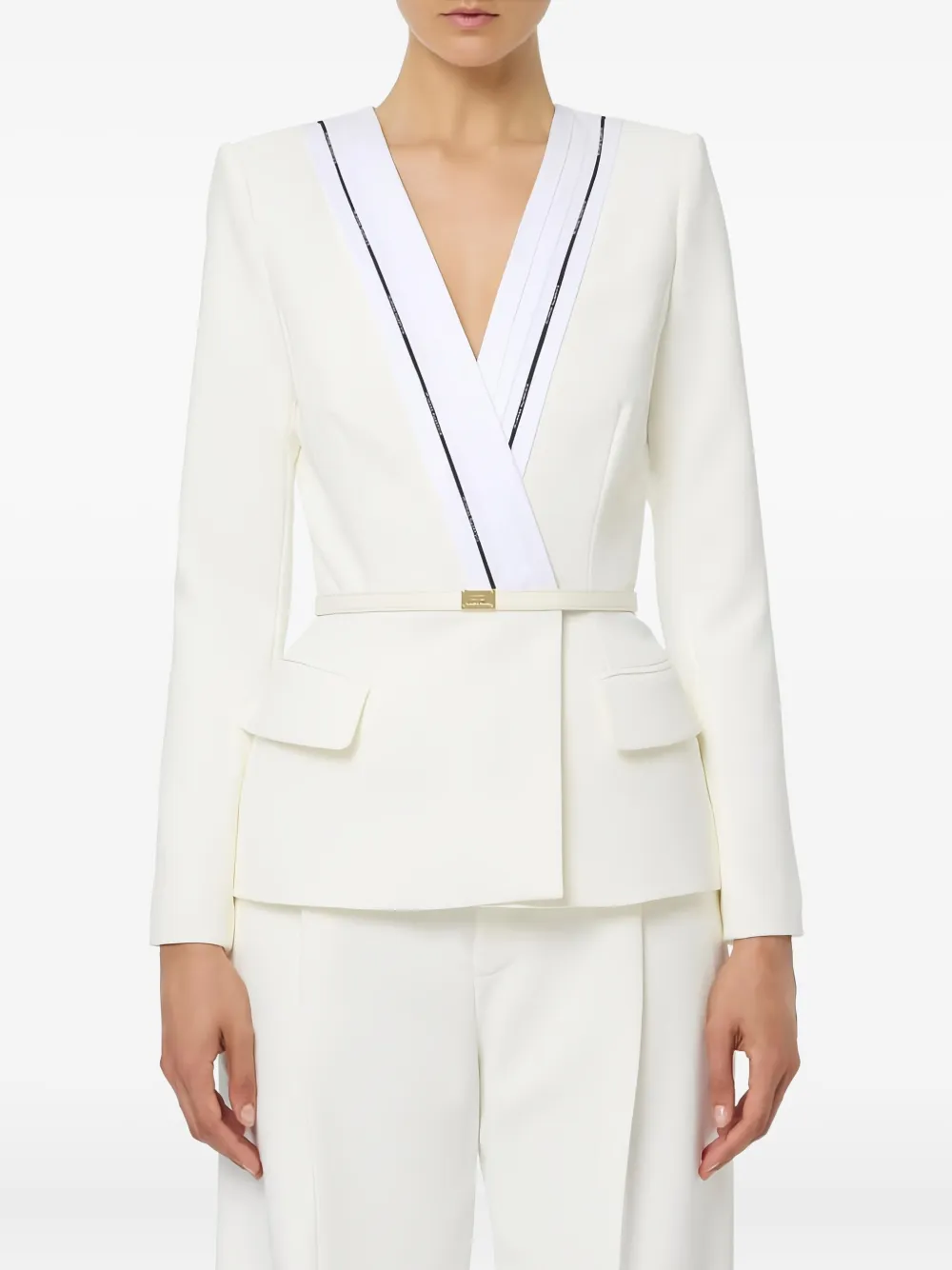 Elisabetta Franchi Flap-pocket Jacket In White