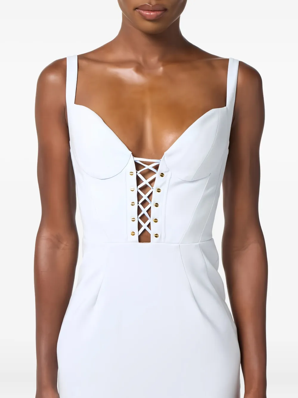 Elisabetta Franchi Criss-cross Midi Dress In White