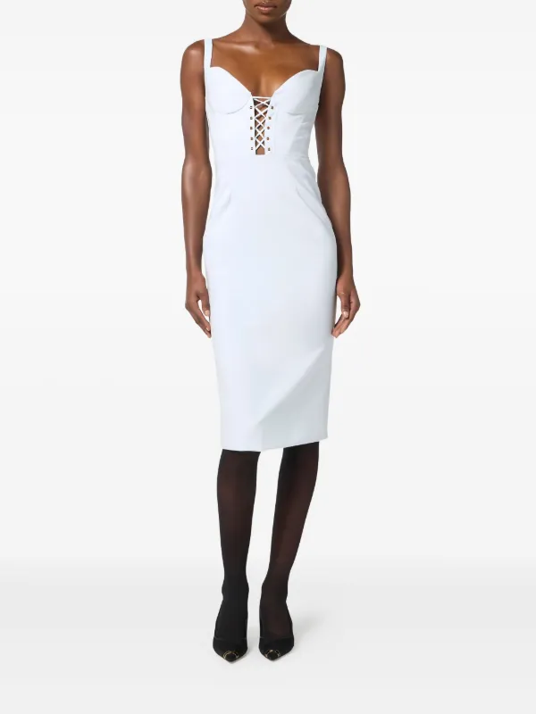 Elisabetta Franchi criss-cross Midi Dress | Blue | FARFETCH