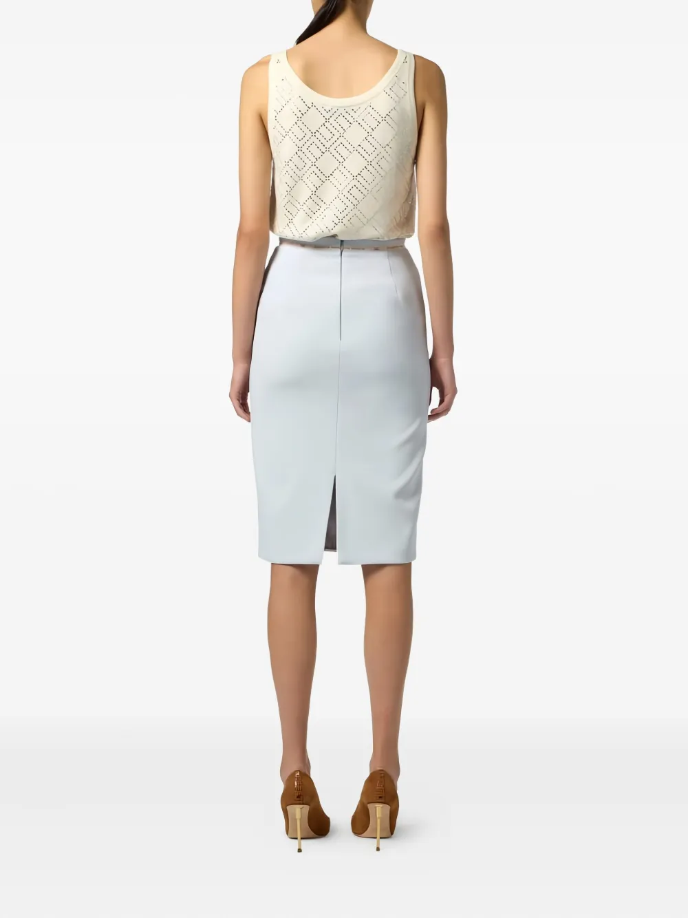 Elisabetta Franchi Midi-rok met logoband Blauw