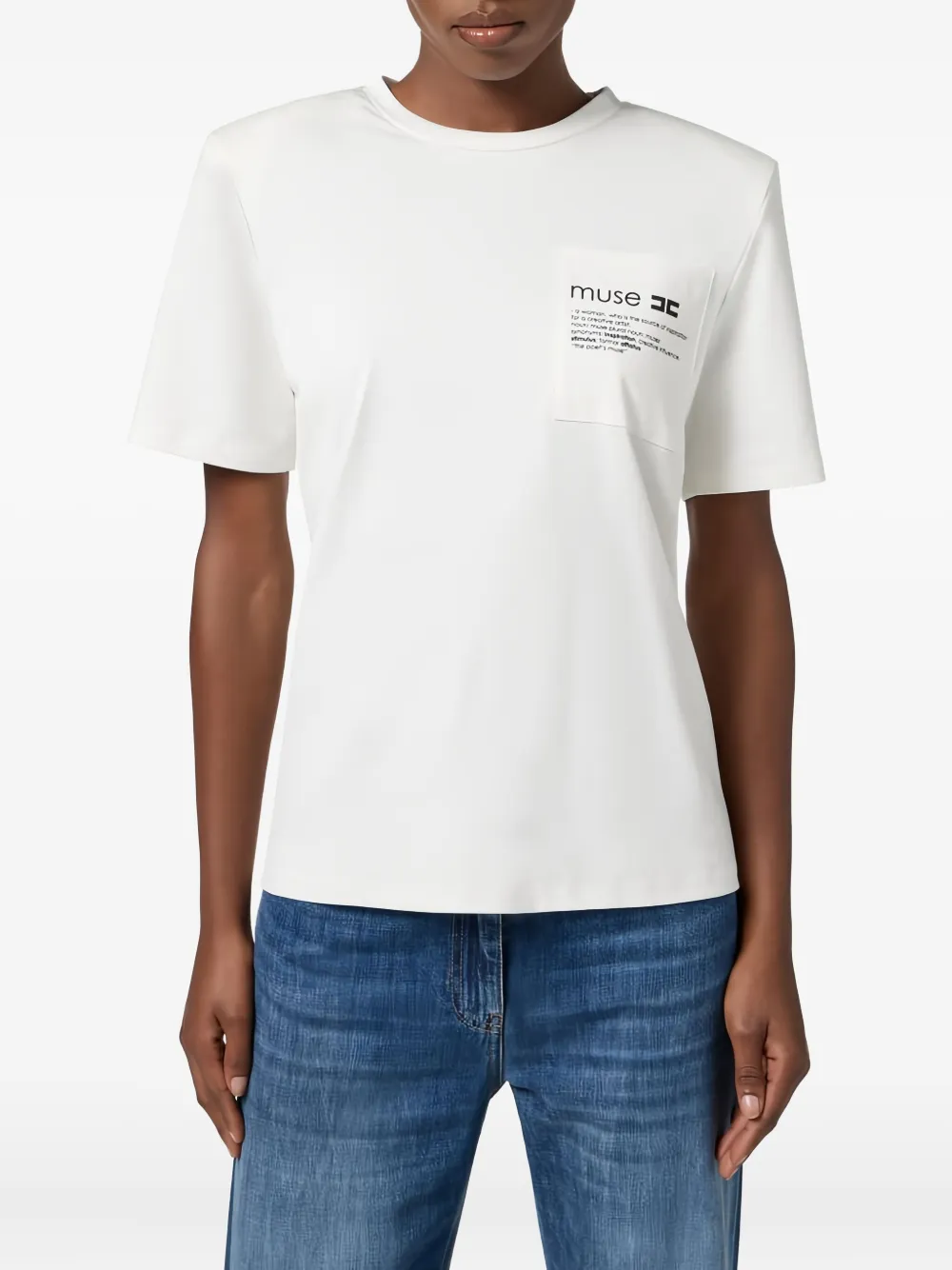 Elisabetta Franchi T-shirt met borstzak Wit