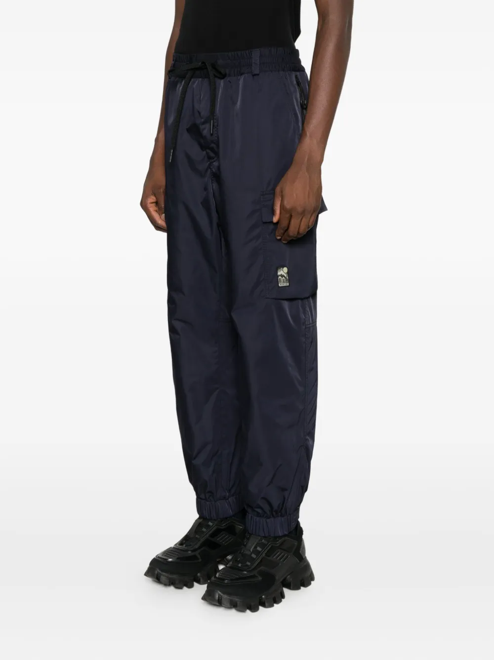 Moncler Drawstring-waist Cargo Trousers In Blue