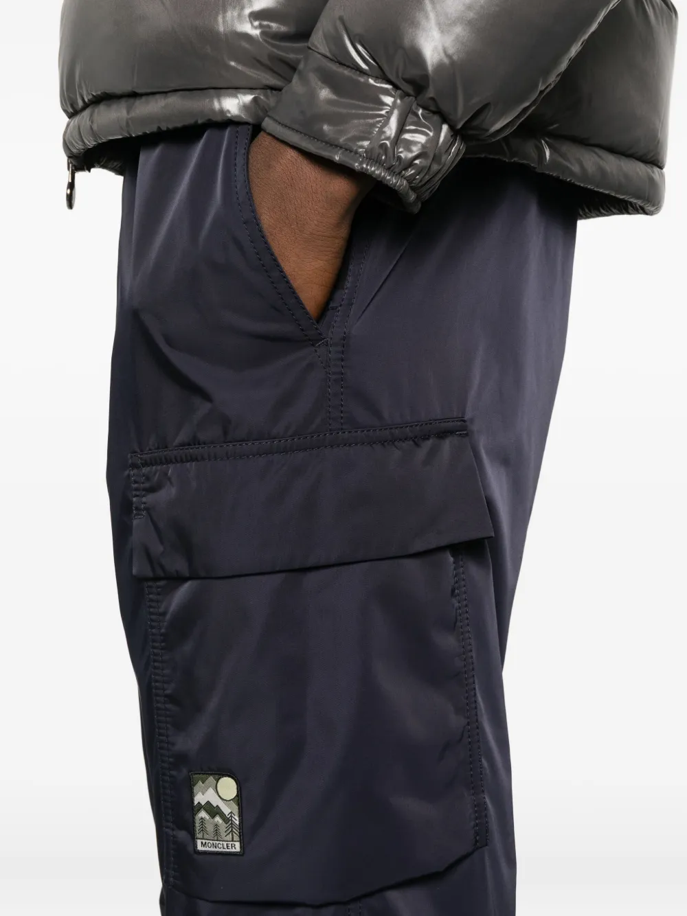 Moncler Drawstring-waist Cargo Trousers In Blue