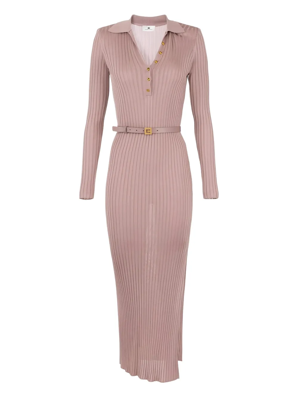 Elisabetta Franchi ribbed-knit polo midi dress | Pink | Image 1