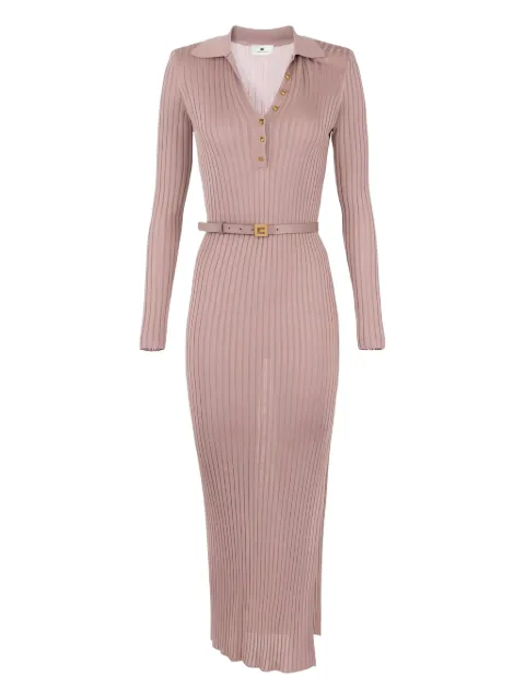 Elisabetta Franchi ribbstickad midiklänning med pikékrage