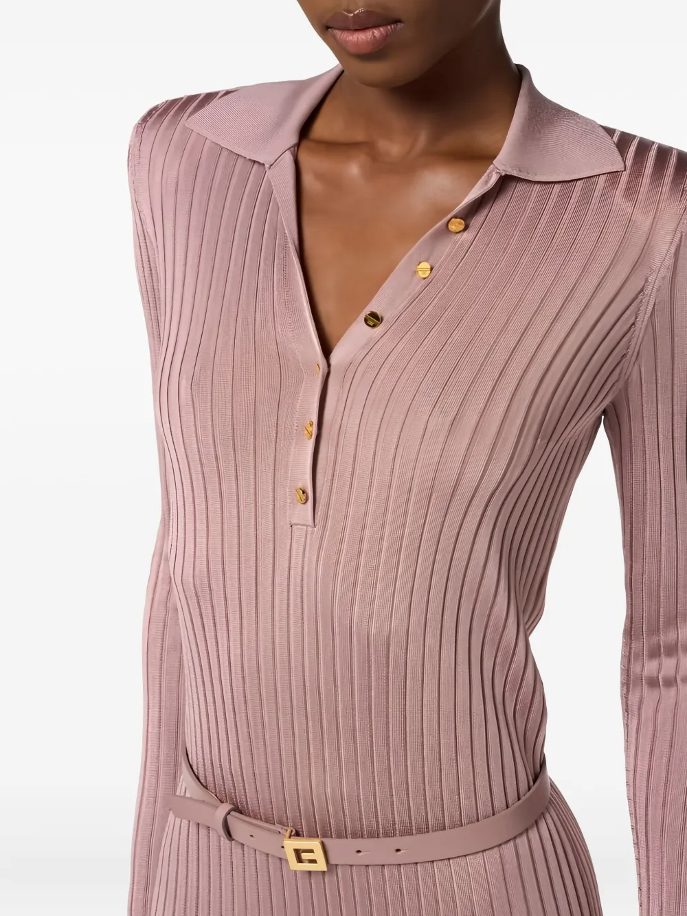 Elisabetta Franchi Ribgebreide midi-polojurk Roze