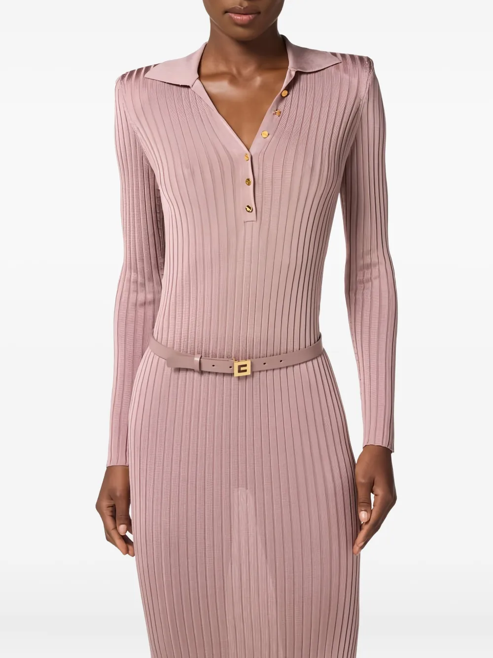 Elisabetta Franchi Ribgebreide midi-polojurk Roze