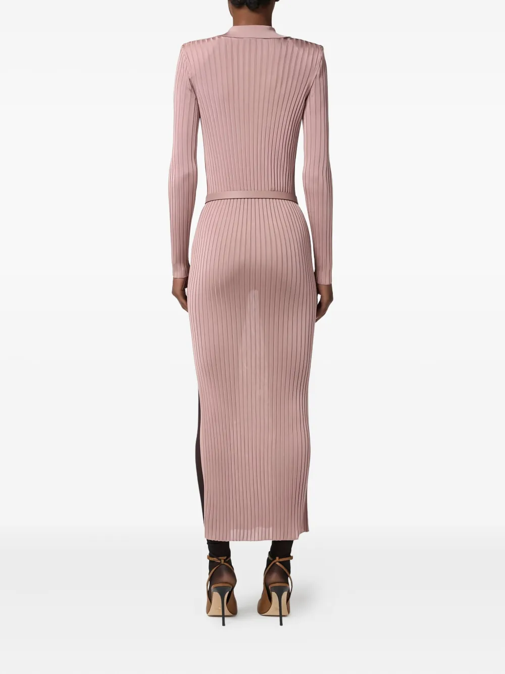 Elisabetta Franchi Ribgebreide midi-polojurk Roze