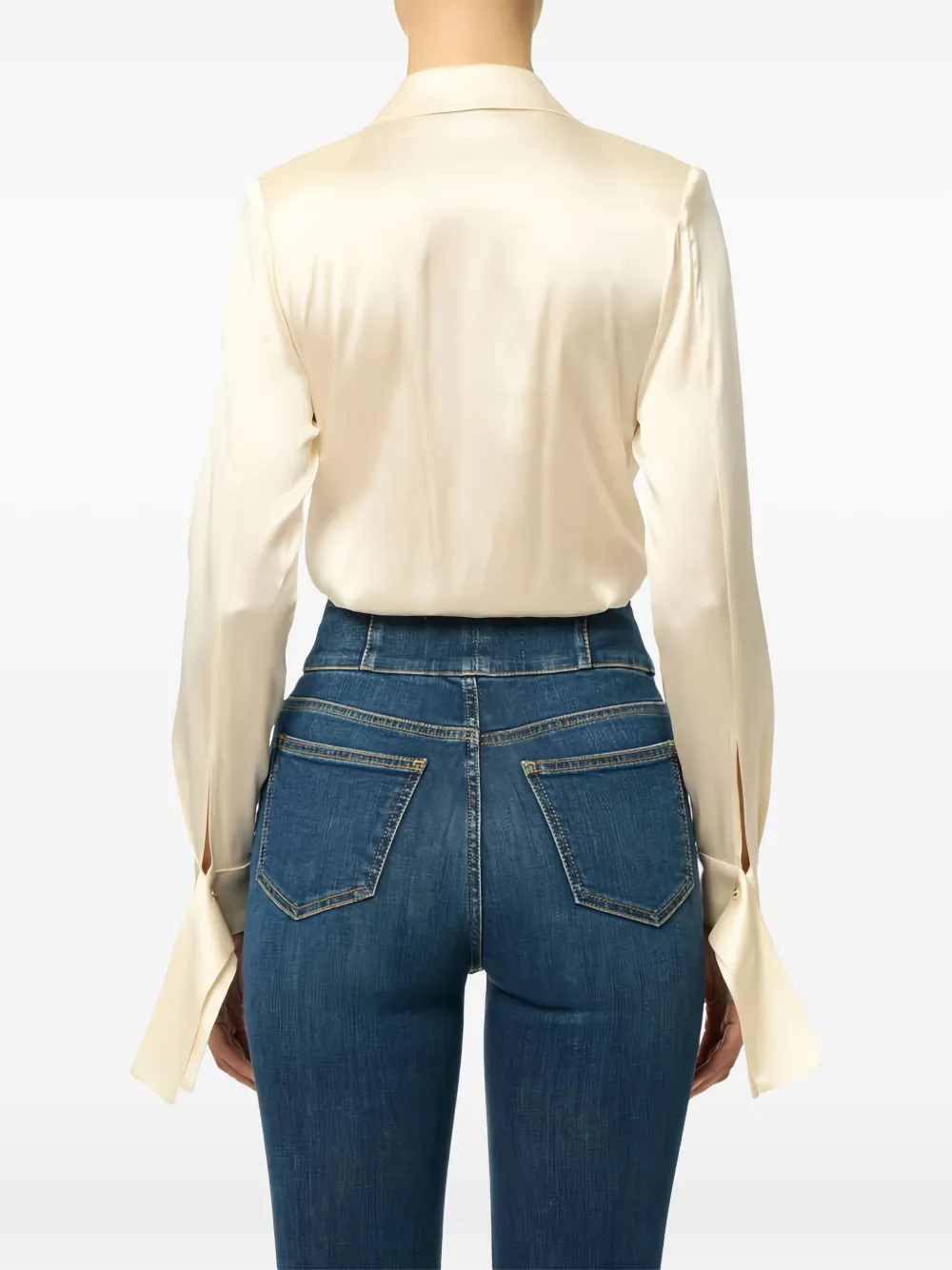 Elisabetta Franchi Shawl-lapel Satin Bodysuit In Neutral