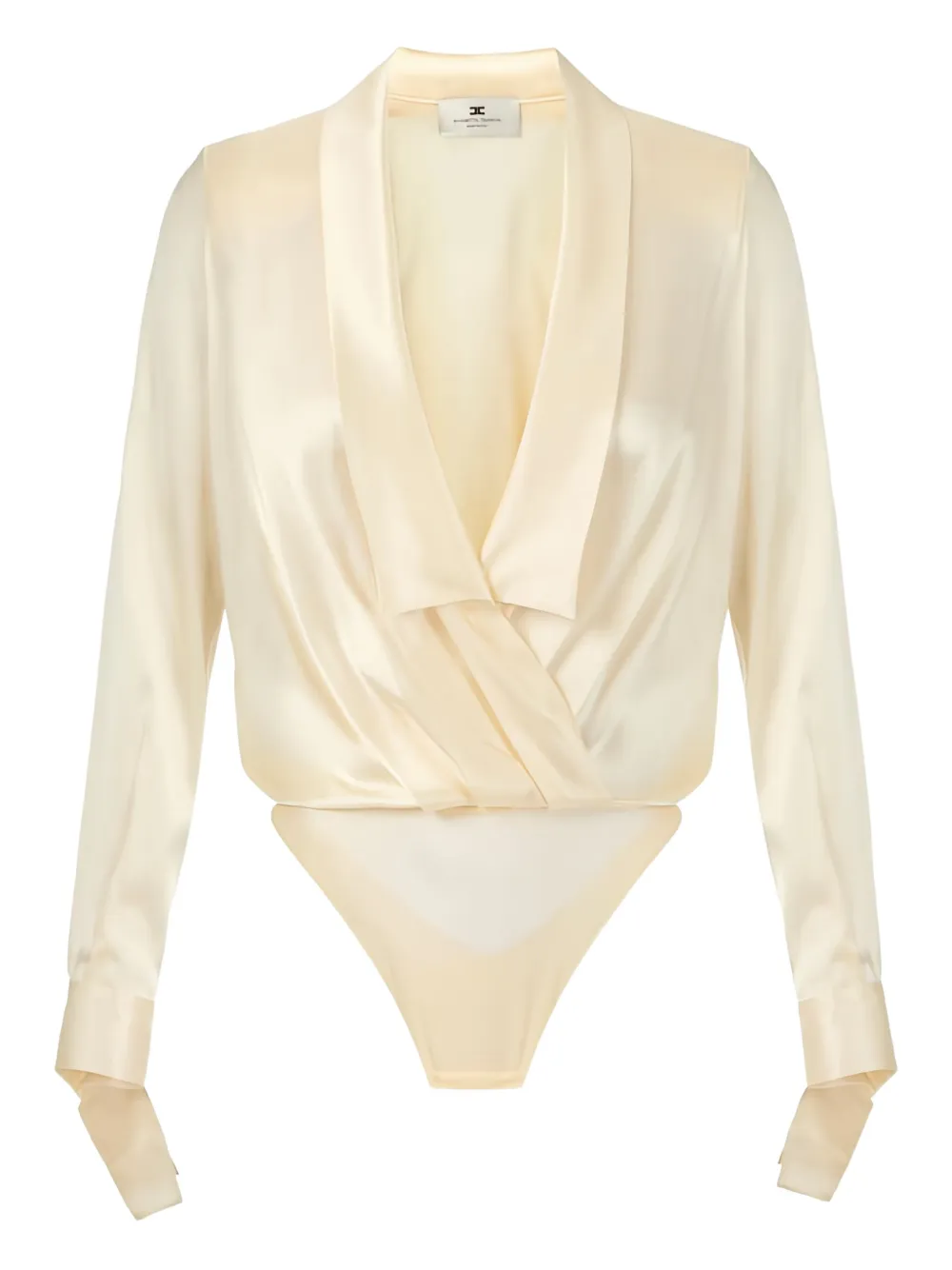 Elisabetta Franchi shawl-lapel satin bodysuit | Neutrals | Image 1