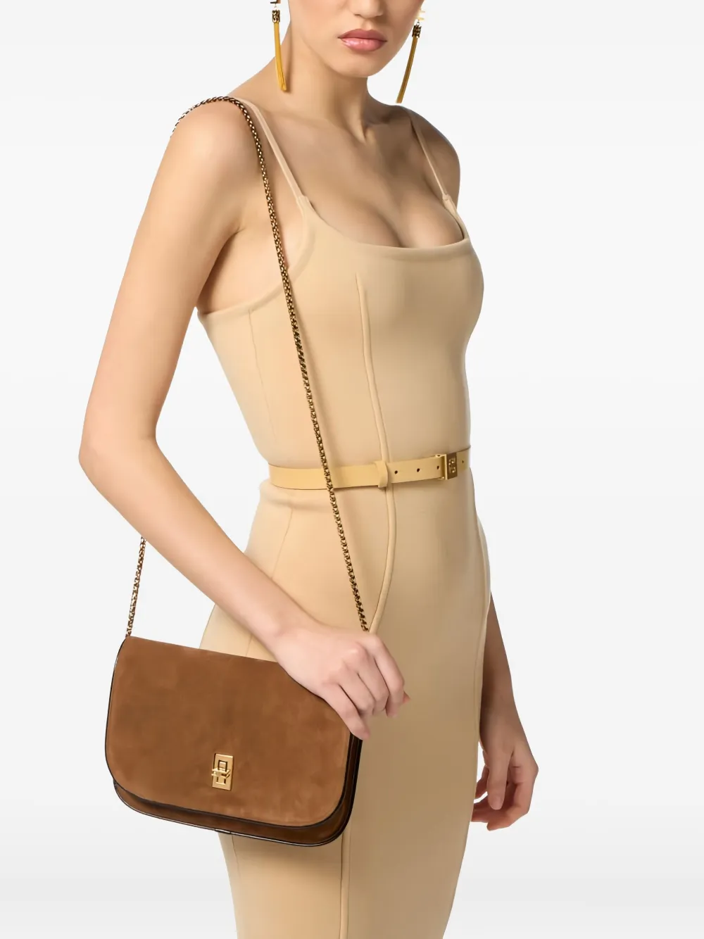Elisabetta Franchi Crossbodytas met kettingband Bruin