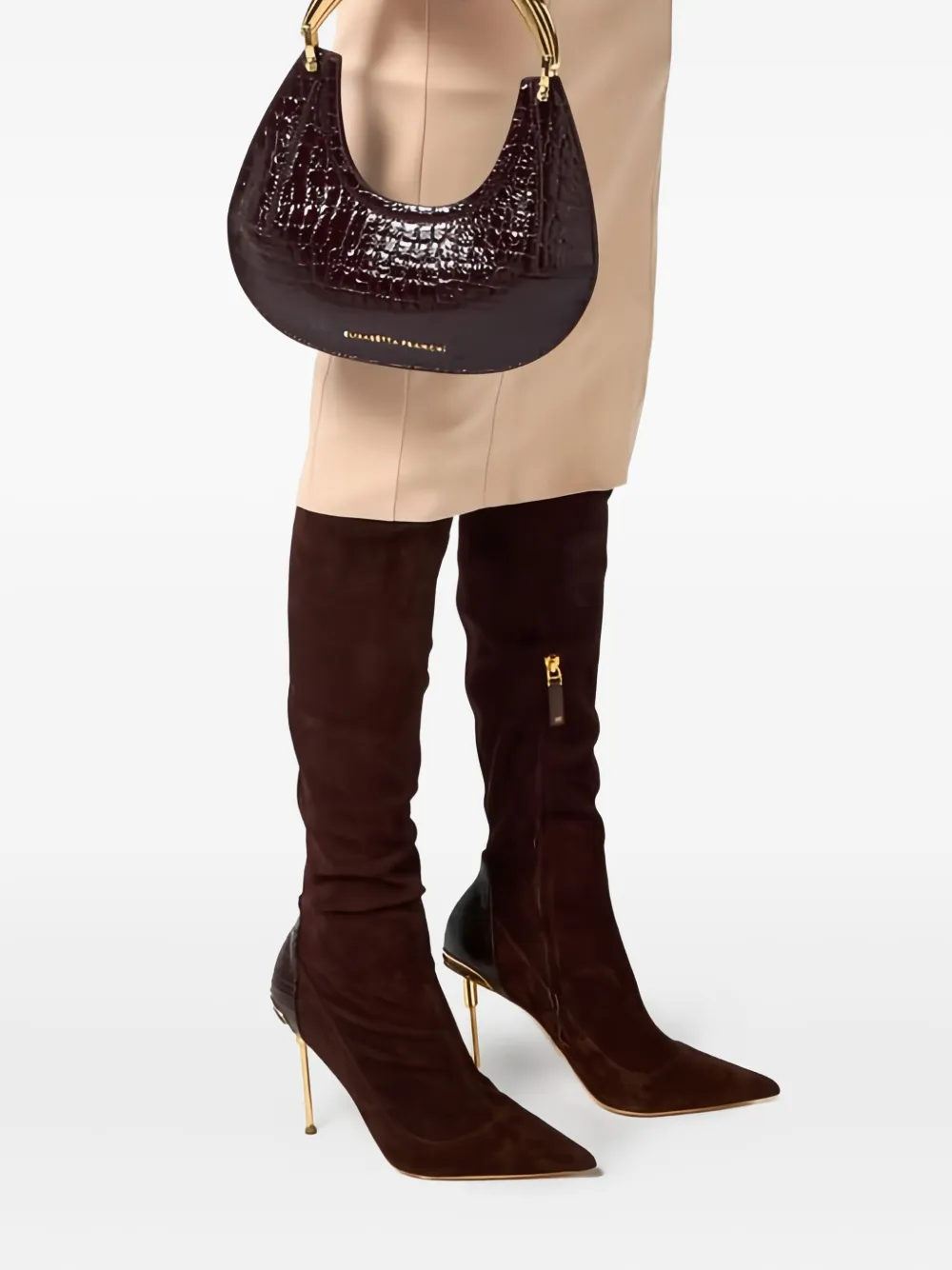 Elisabetta Franchi Shopper met krokodillen-reliëf - Rood