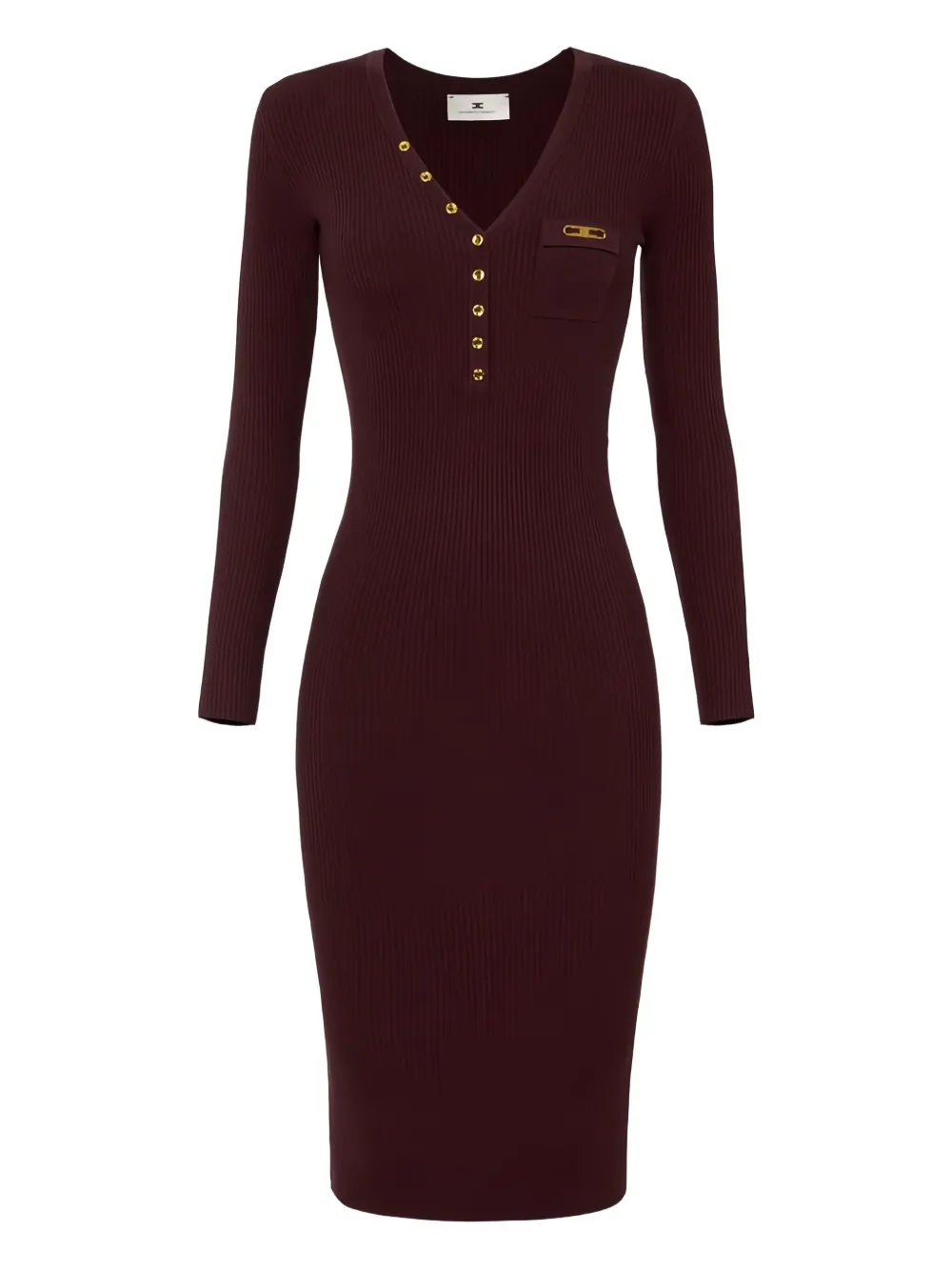 Elisabetta Franchi ribbed chest-pocket midi dress | Red | Image 1