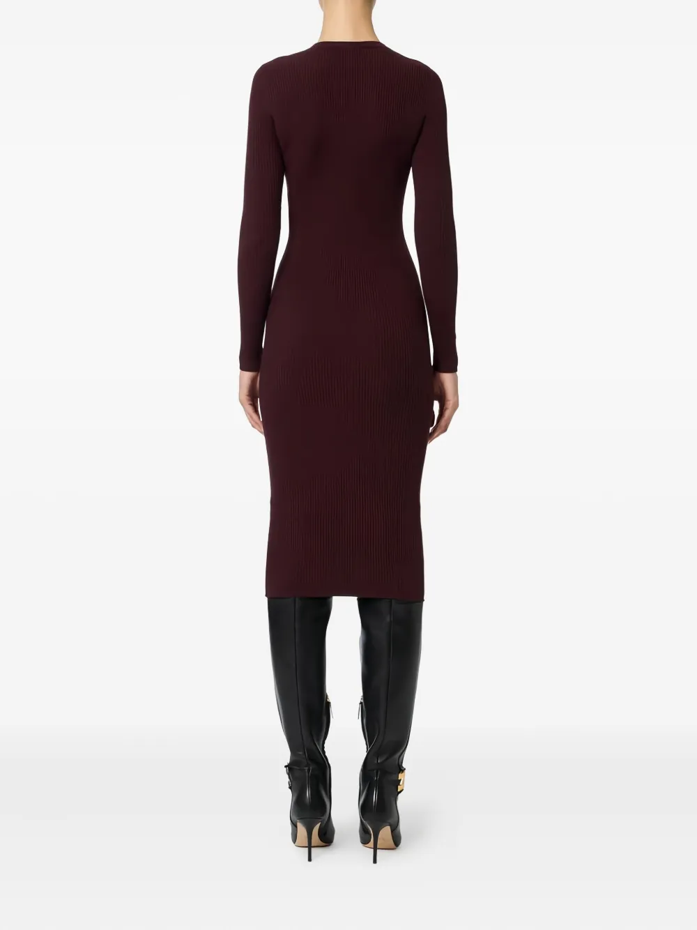 Elisabetta Franchi Geribbelde midi-jurk met borstzak Rood