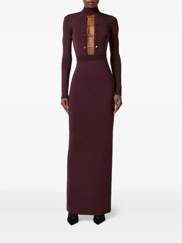 Elisabetta Franchi chain-detail cut-out Maxi Dress | Red | FARFETCH GE
