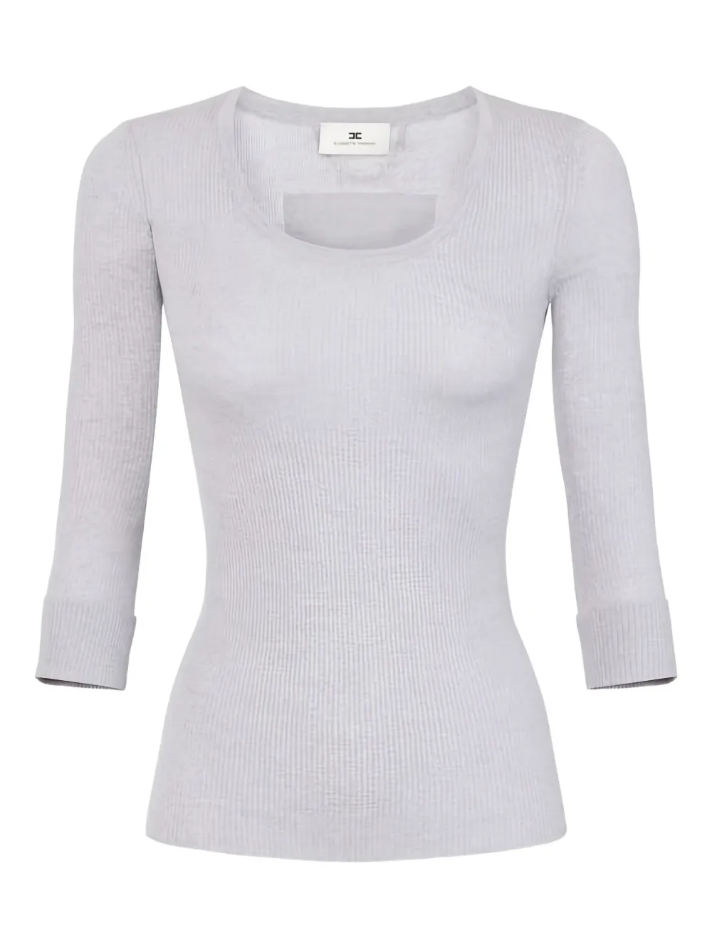 Elisabetta Franchi Ribbed Top In Gray