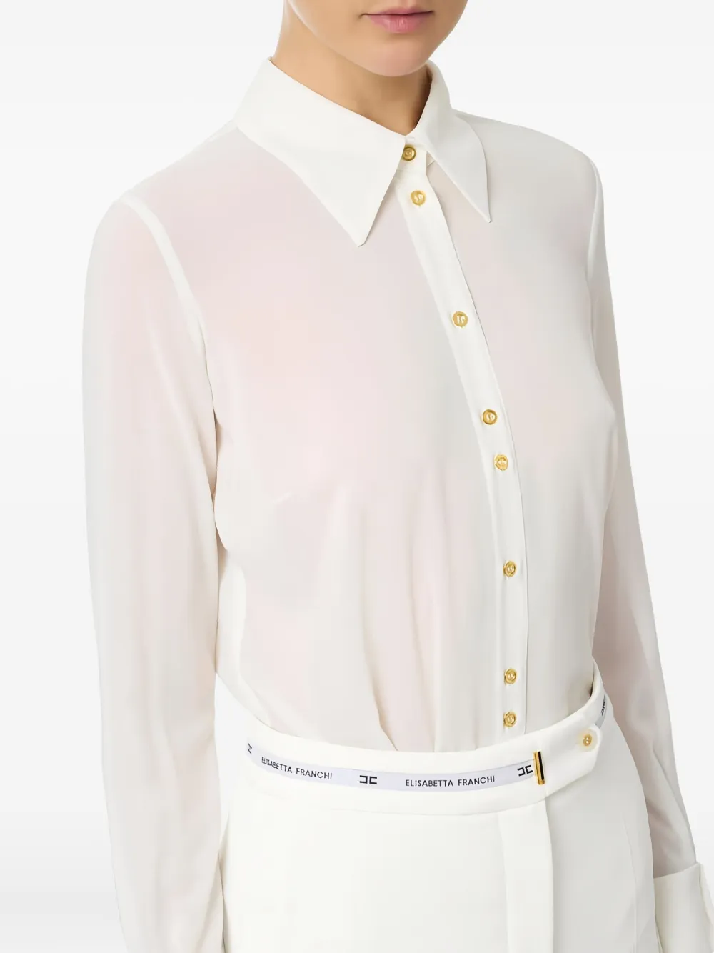 Elisabetta Franchi Blouse met open rug Beige