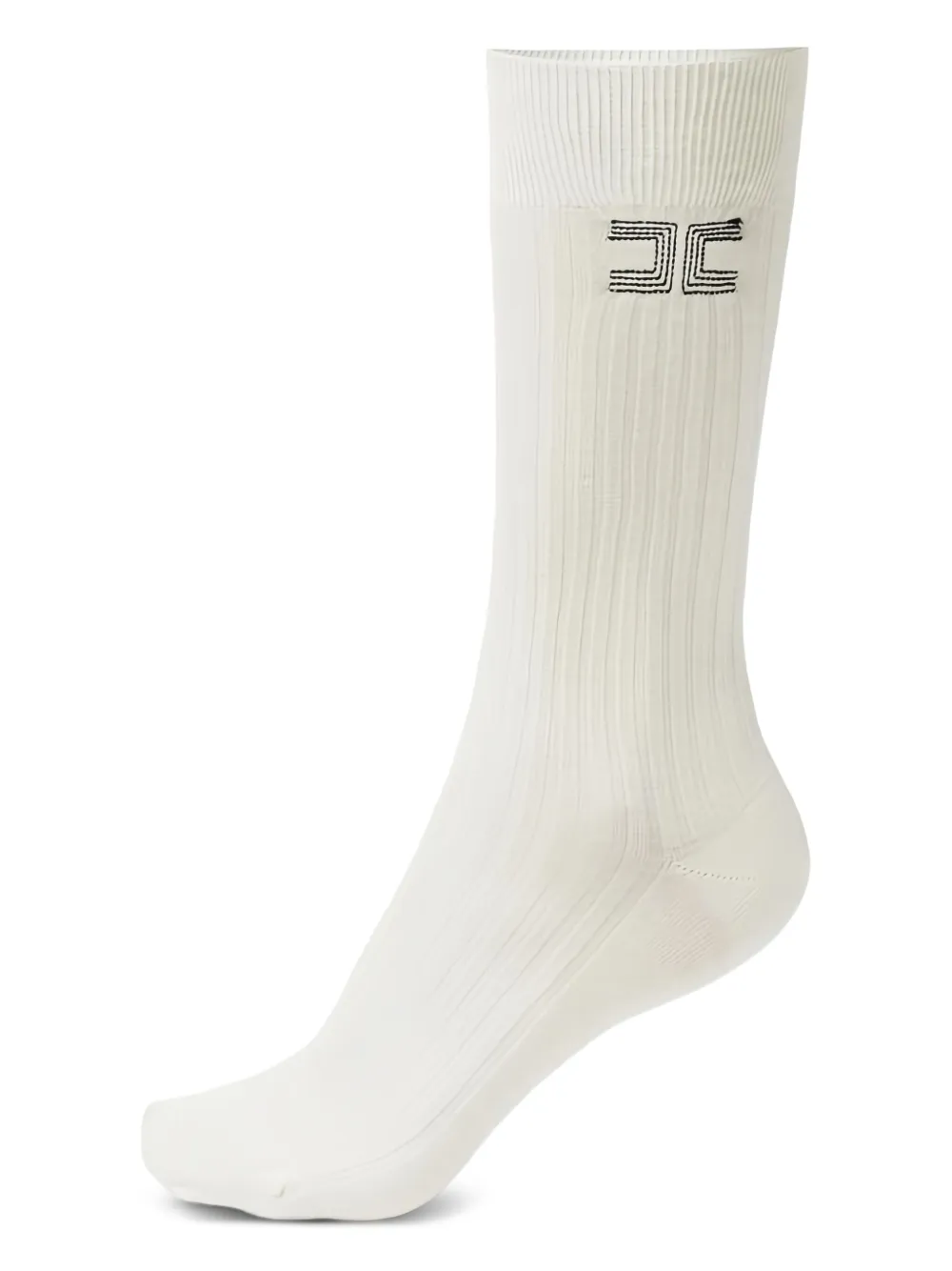 Elisabetta Franchi ribbed embroidered-logo socks - Toni neutri