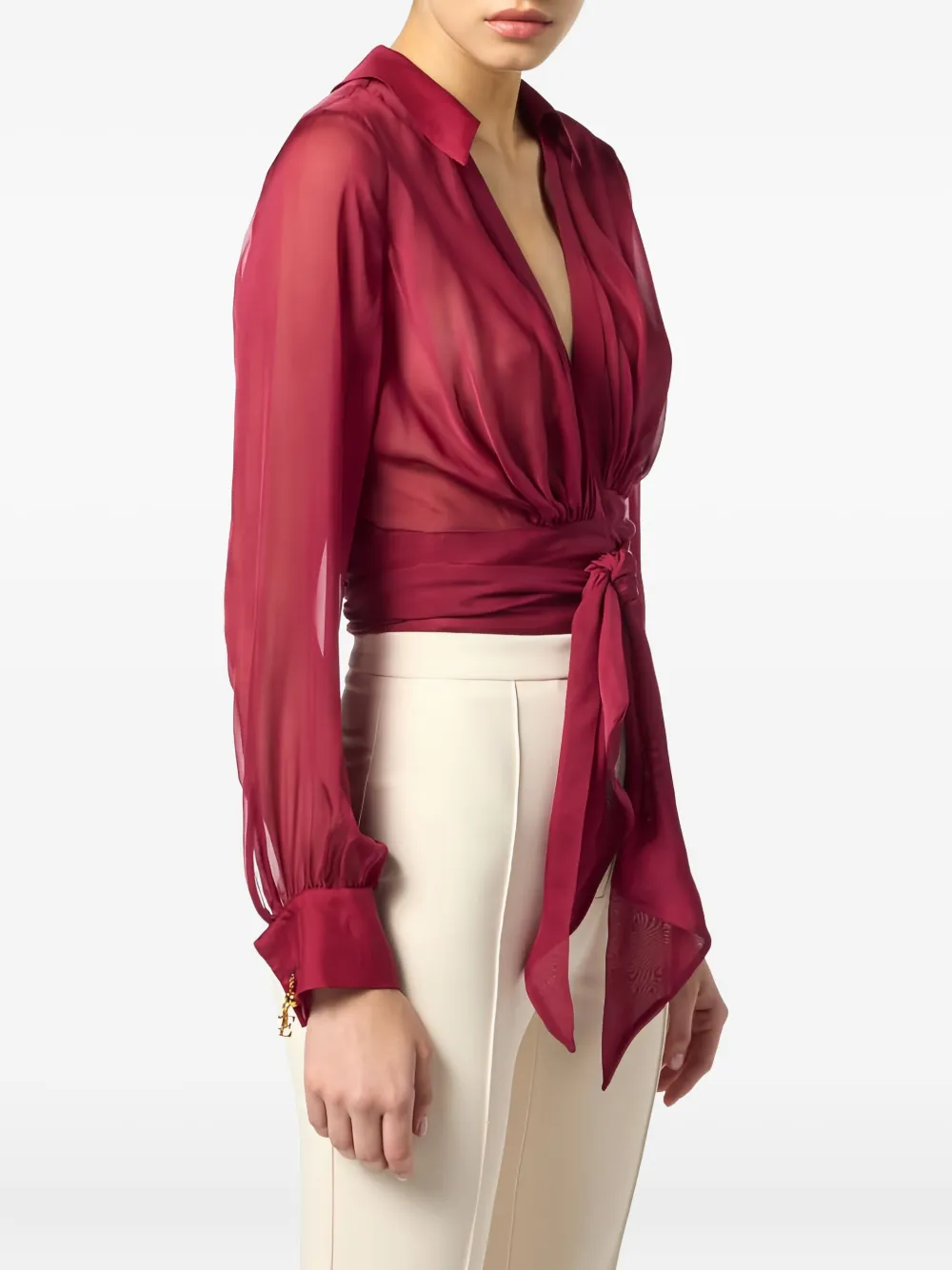 Elisabetta Franchi Sash-detail Blouse In Pink
