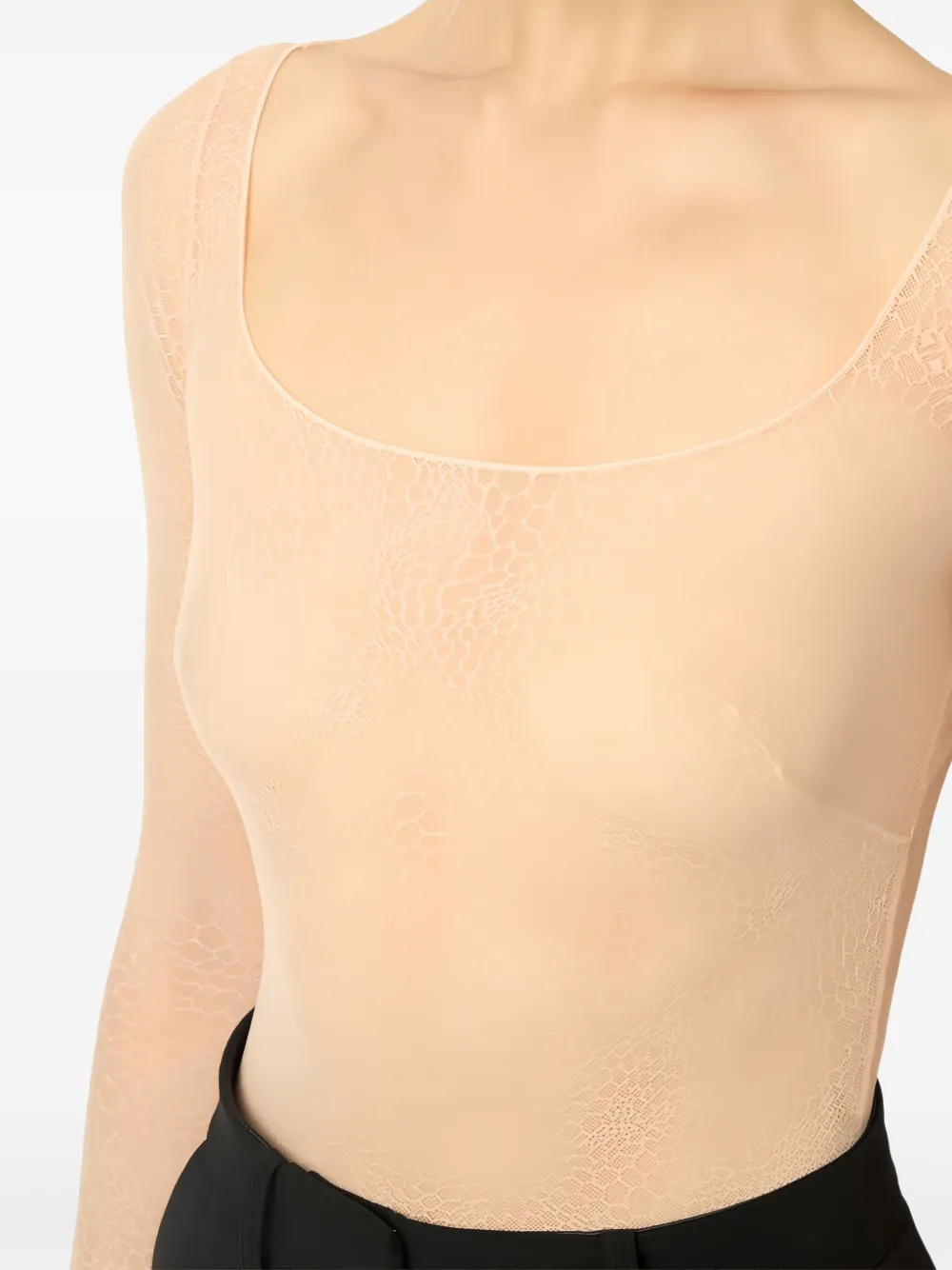 Elisabetta Franchi jacquard-tulle long-sleeve bodysuit - Zwart