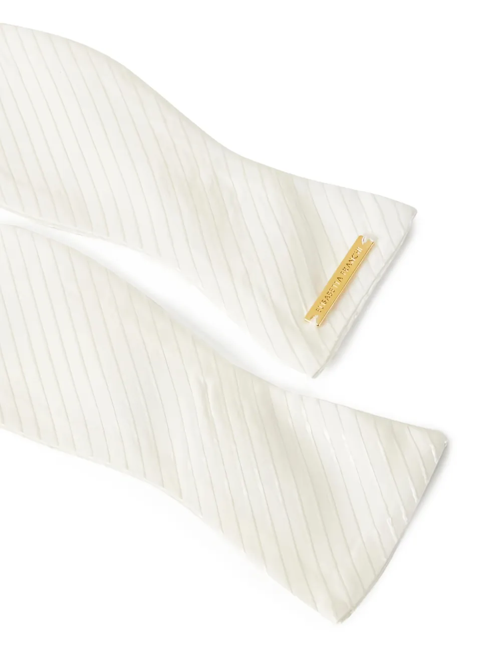 Elisabetta Franchi Vlinderdas met logoplakkaat en jacquard Beige