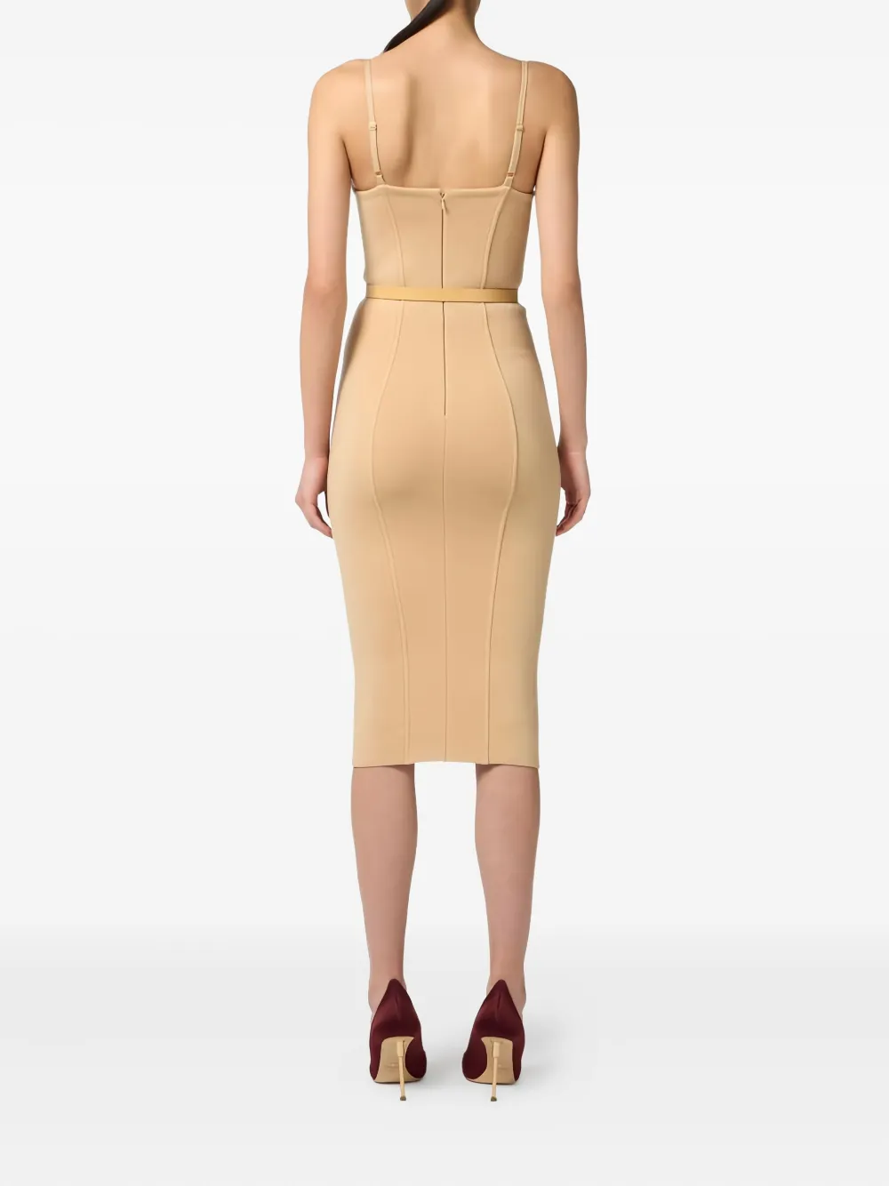 Elisabetta Franchi Belted Midi Dress In Neutral