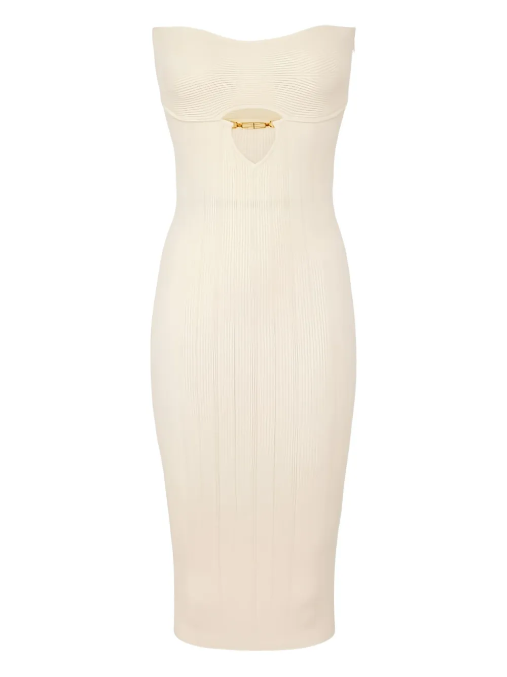 Elisabetta Franchi jewel cutout ribbed dress | Neutrals | Image 1