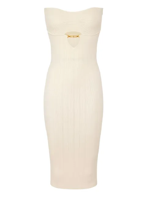 Elisabetta Franchi vestido tejido de canalé con aberturas