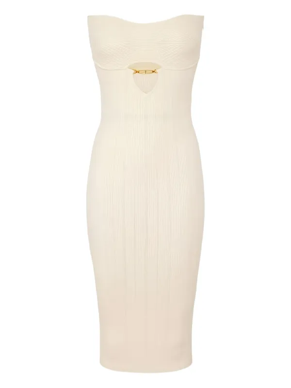 white christmas dresses Long Dress Accented with Jewel Embellished Bodice and Cut Outs M / Tiffany main image 1