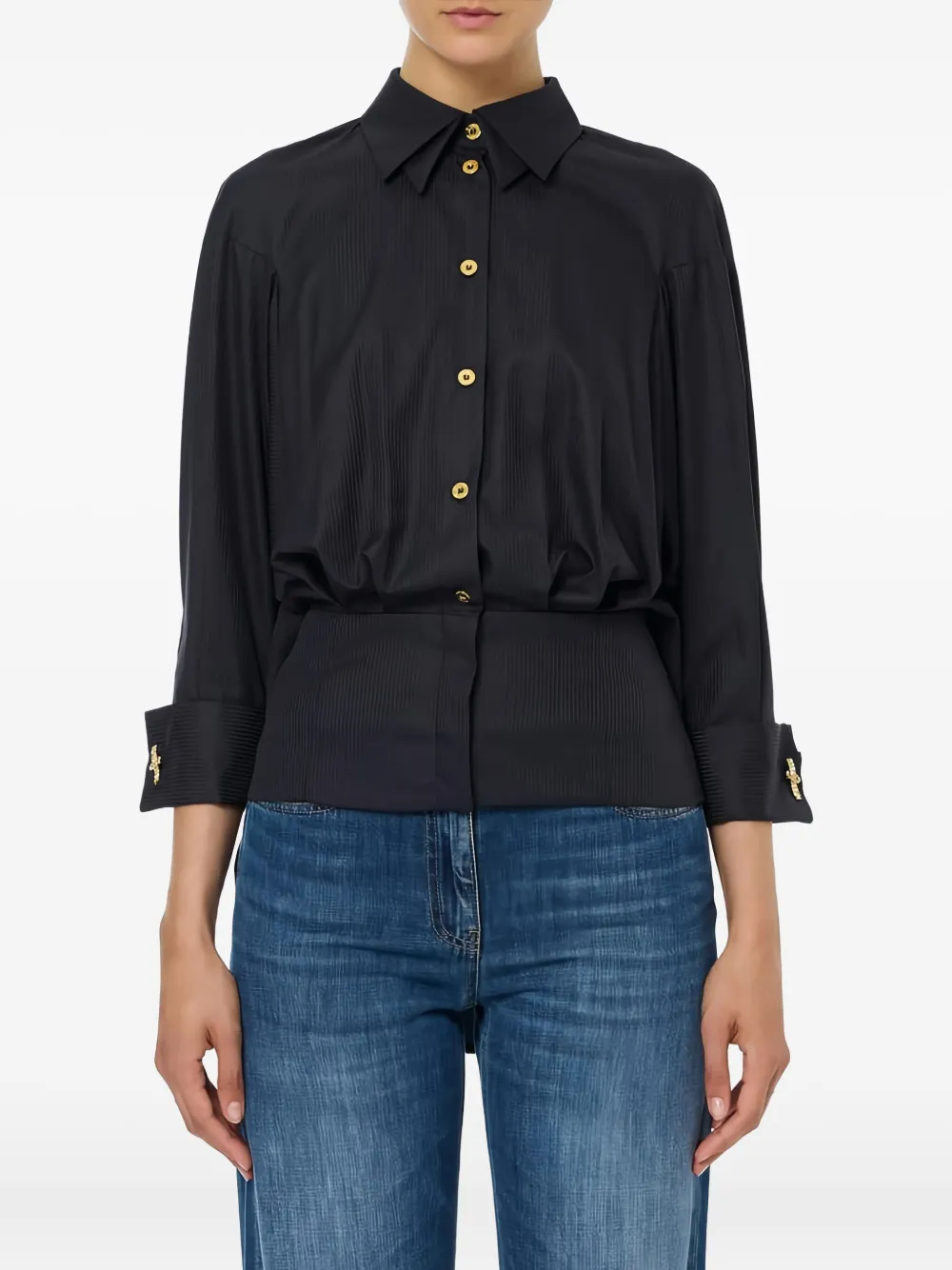 Elisabetta Franchi jacquard-pattern cotton shirt - Zwart
