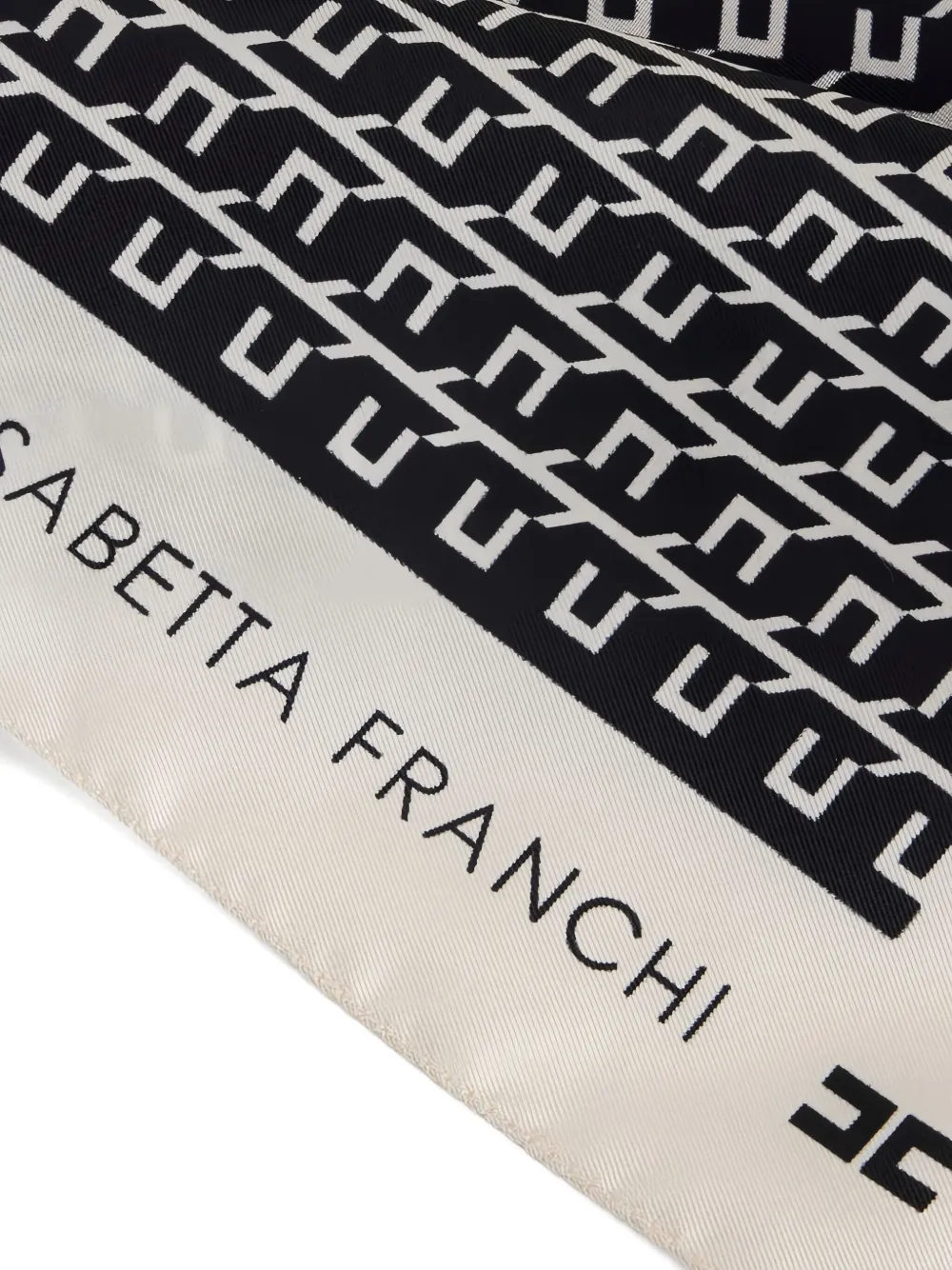 Elisabetta Franchi logo-print silk scarf - Zwart