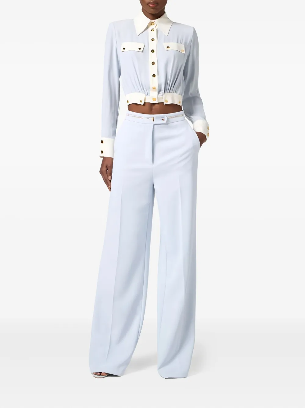 Elisabetta Franchi two-colour buttoned shirt - Blauw
