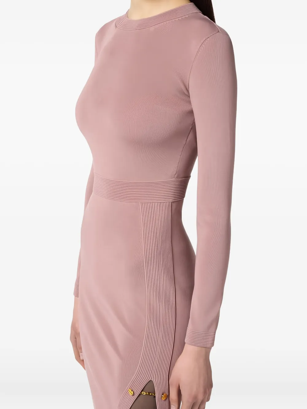 Elisabetta Franchi Midi-jurk met geribbeld detail Roze