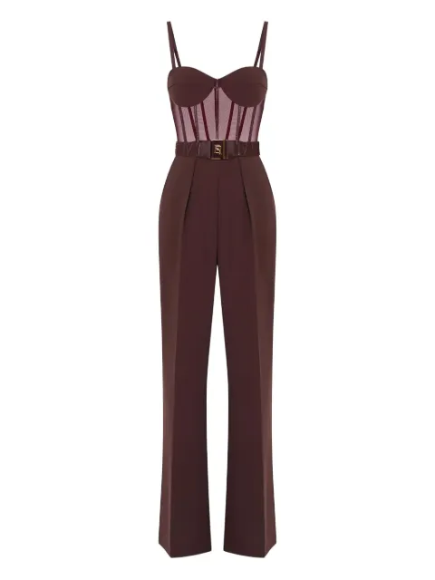 Elisabetta Franchi tulle-detail belted jumpsuit