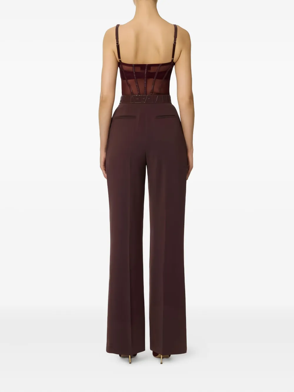 Elisabetta Franchi Tulle-detail Belted Jumpsuit In Red